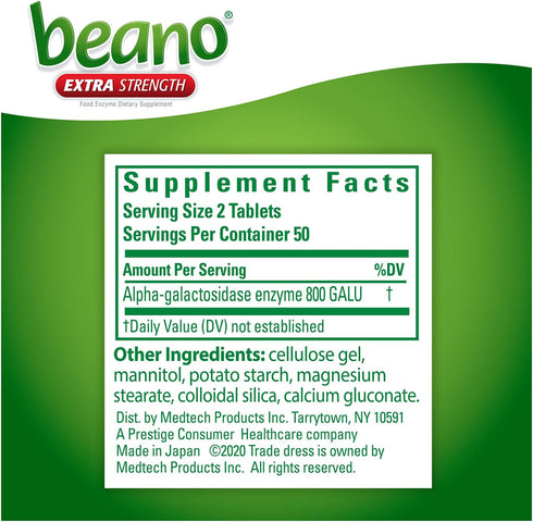 Beano Ultra 800, Gas Prevention and Digestive Enzyme Supplement, 100 Count...
