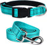 Durable Reflective Dog Collar and Leash set with Double Layer Nylon, Soft Neoprene Padded Dog Collar with 5ft Strong Pet Leash Easy for Medium Lar...