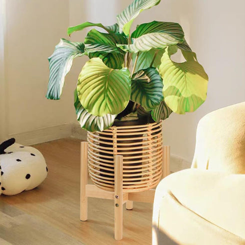 Wood Plant Stand Indoor, Mid Century Modern Indoor Plant Stand, Wooden Plant Holder Bamboo Plant Stand, Modern Flower Pot Stand for Indoor, Outdoo...