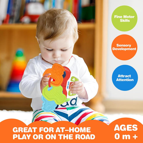 Baby Musical Toys with Sounds & Lights - Toddler Montessori Sensory Learning Travel Toys - Infant Chew for Babies 0 3 6 9 12 18 Months Teether - N...