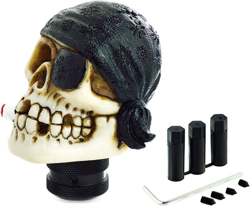 Lunsom Pirate Skull Stick Gear Knob, Stick Shifter Handle One-Eyed Style Transmission Head Shifter Lever Handle Fit Most Automatic Manual Vehicle(...