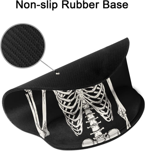 Britimes Ergonomic Mouse Pad with Wrist Support Black Human Skeleton Skull Non-Slip Rubber Base Mousepad for Home Office Gaming Working Computers ...