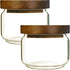Glass storage jars with wooden lids, food storage jars, glass kitchen jars, transparent containers for coffee bean storage, biscuit/candy/spice/te...