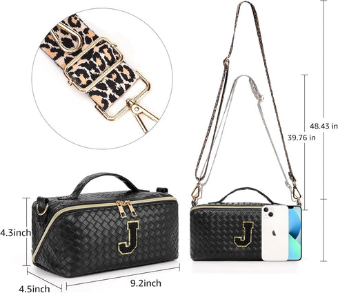 Travel Makeup Bag, 26 Initials Large Capacity Cosmetic Bags for Women and Girls, Portable Make Up Bags Pouch, Crossbody Makeup Organizer Bag Toile...