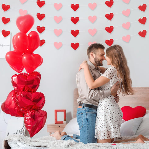 Whaline 4 Pack Heart Garland Valentine's Day Bunting Banners String for Wedding, Party, Bridal Shower, Engagement, Home Decorations, 12 Meter...