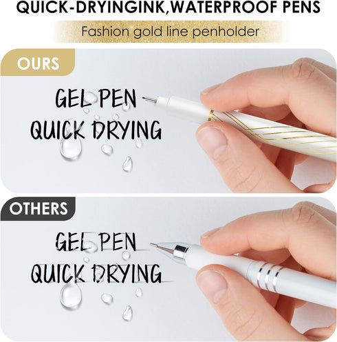 Black Ink Pens, 6-Pack, White, Smooth Writing, Waterproof, Ideal for Note Taking, Journaling, Drawing, Coloring, Crafts, School, Home, Office, Gif...