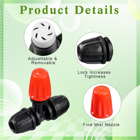 36 Pcs 1/2" to 1/4" Drip Irrigation Fittings Kit Barbed Tee Connector 2 4 6 Way Locked Tee Easy Connector Tubing End Plug Misting Nozzle Irrigatio...