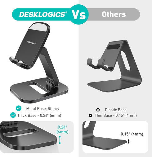 Cell Phone Stand for Desk Adjustable Portable Foldable Phone Holder Cradle Dock, Compatible with iPhone 15 14 13 Pro Max Mini, 12 11 XR X 8 7 6 Pl...
