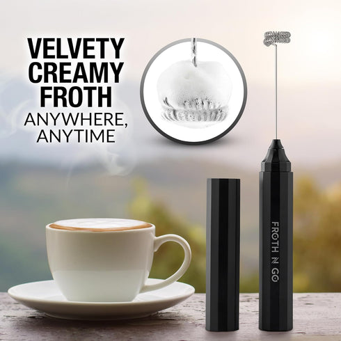 Zulay Froth N Go Milk Frother Rechargeable - 3-in-1 Frother Wand With Case & USB-C Charger - Comes With 3 Whisk Attachments for Latte, Cappuccino,...