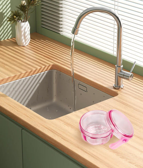 No Leak & Non-Slip Partial Denture Case Retainer Bath Box Cup, Denture Soaking Cup False Teeth Holder Box Case with Strainer Basket and Brush,Dish...