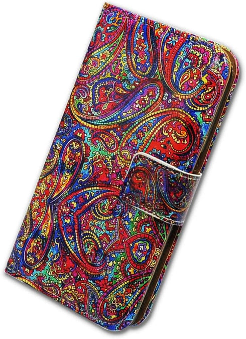 Case for Galaxy S10, Bright Paisley Pattern Flip Folio Leather Case Wallet Cover with ID Card Credit Card Slot Kickstand for Samsung Galaxy S10...