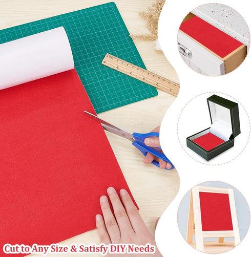 BENECREAT 15.7" x 78.7" Red Self-Adhesive Felt Fabric Sheet Sticky Jewelry Drawer Box Liner for Birthday Art and Craft Making, Halloween Christmas...