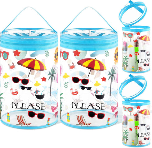 2 Pcs Clear Beach Lotion Toiletry Bag Travel Waterproof PVC Cosmetic Pouch Beach Makeup Bag Hawaiian Portable Organizer Beach Zipper Sunscreen Hol...