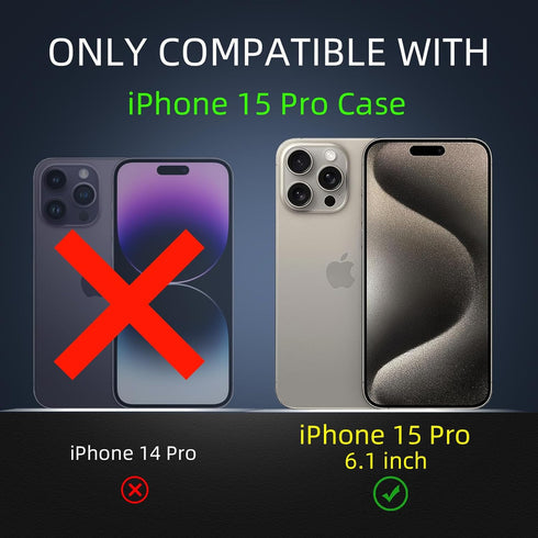 for iPhone 15 Pro Case with 2Tempered Glass Screen Protector,iPhone 15 Pro Kickstand Case with Slide Camera Cover &360°Ring Stand Magnetic Shockpr...