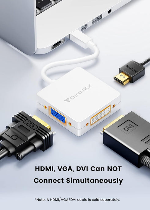 Mini DisplayPort to HDMI DVI VGA Adapter, 4K Microsoft Surface Video Display Converter, Mini DP to HDMI VGA DVI Adaptor for MacBook Pro, Surface B...