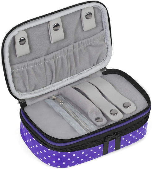 Teamoy Jewelry Travel Case Organizer - Small Storage Bag for Necklace, Earrings, Rings, Watch, Purple Dots...