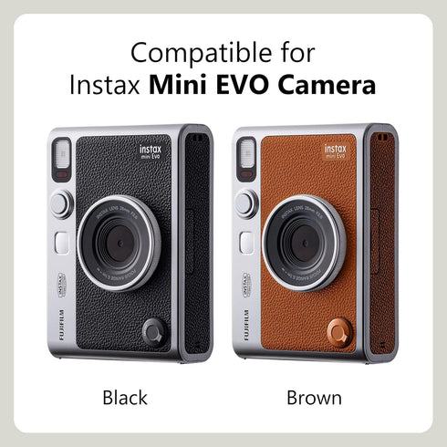 MUZIRI KINOKOO Case for Instax Mini EVO Camera - PU Leather Protective Case with Opening Bottom for Fuji Instax Mini EVO with Adjustable Shoulder ...