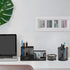 Desk Organizer Caddy, 3 Compartments Pen Holder, Metal Office Supplies Organizer for Office Home School (Black)...