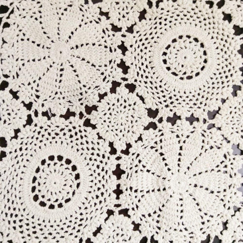 USTIDE 2pc Rustic Floral Table Runner Hand Crochet Table Placemats Beige Cotton Table Doilies Runners,15 Inches x31 Inches...