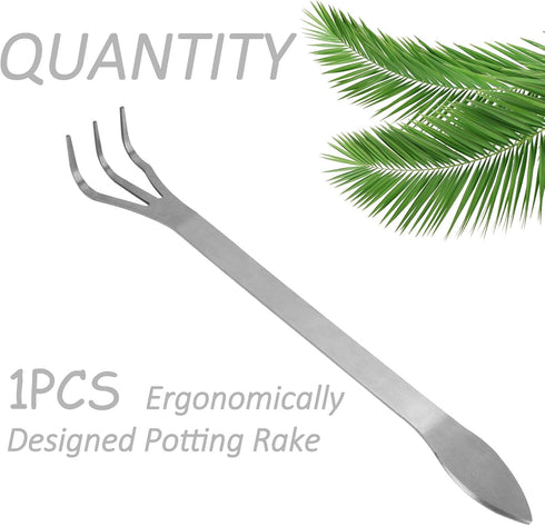 Stainless Steel Soil Rake, Bonsai Soil Loosening Tool 3 Prong Bonsai Rake Stainless Steel Bonsai Rake Suitable for Outdoor Garden Bonsai Root Rake...