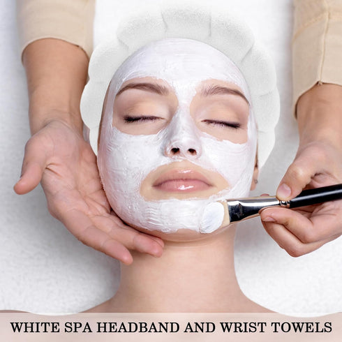 6Pcs Sponge Spa Headband for Washing Face Black Skincare headband Face Wash Headband White Makeup Headband and Wristband Set for Face Washing Wome...