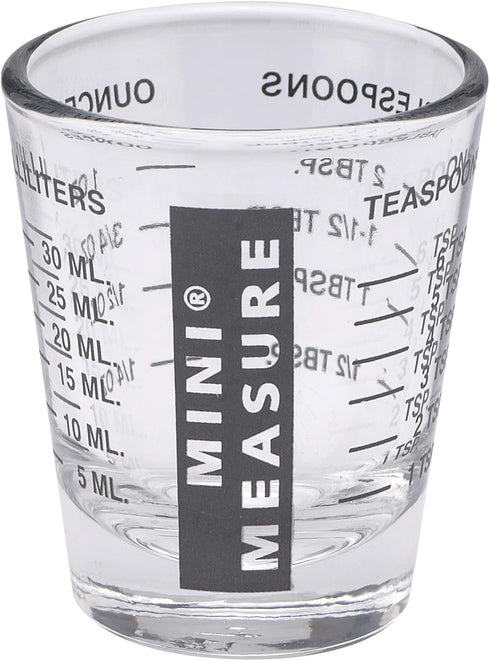 Kolder Mini Measure Heavy Glass, 20-Incremental Measurements Multi-Purpose Liquid and Dry Measuring Shot Glass, Black...