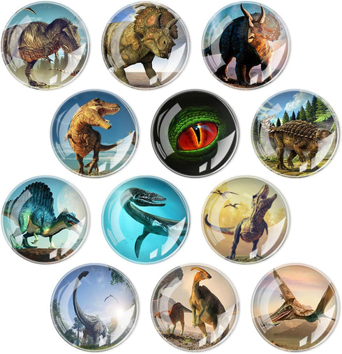 Glass Strong Animals Refrigerator Magnets,12 Pcs Decorative Magnets for Fridge Lovely Decor for Home Kitchen Office Whiteboard (Dinosaur Refrigera...