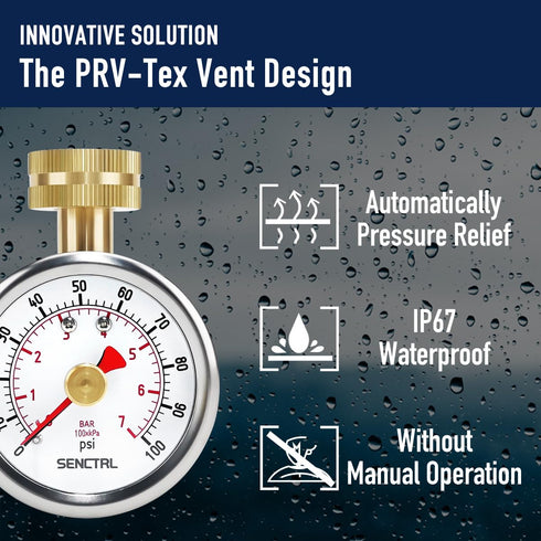 0-100 psi Water Pressure Gauge Test with Lazy Hand, Lead-Free, 2-1/2" Dial Size, 3/4" Female Garden Hose Thread, IP67 Waterproof, Stainless Steel ...