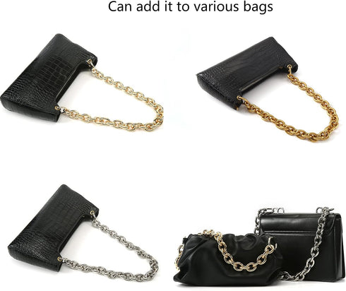 Fashionable Heavy Aluminum O Shape Metal Chain Handle Shoulder Straps Replacement for Women's Handbag,Shoulder Bag (Gold)...