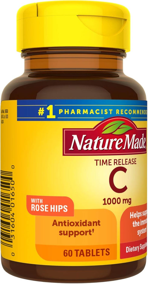 Nature Made Vitamin C 1000 mg Time Release Tablets with Rose Hips, 60 Count to Help Support the Immune System...