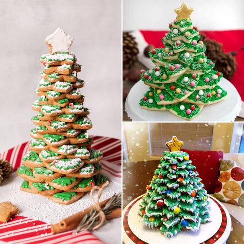 KAISHANE 10pcs 3D Christmas Tree Cookie Cutter Set-Star Cookie Cutters XMAS Decoration fondant donut Cookie cutters kit for Christmas Tree gift co...