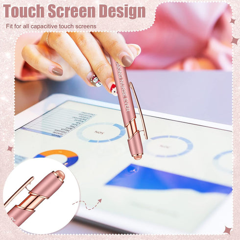 Zonon 12 Pieces Inspirational Motivational Quotes Ballpoint Pens with Stylus Tip Fine Point Smooth Writing Pens Metal Black Ink Pens Stylus Pen Se...