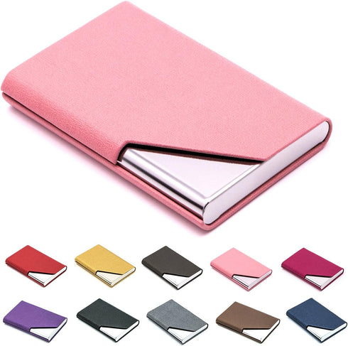 Padike Business Card Holder, PU Leather & Stainless Steel Multi Card Case for Men & Women, Name Card Holder, Credit Card Wallet, ID Case/Holder wi...