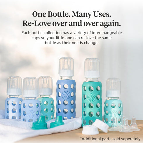 Lifefactory Glass Baby Bottle with Stage 1 Nipple and Protective Silicone Sleeve Cantaloupe, 4 Oz...