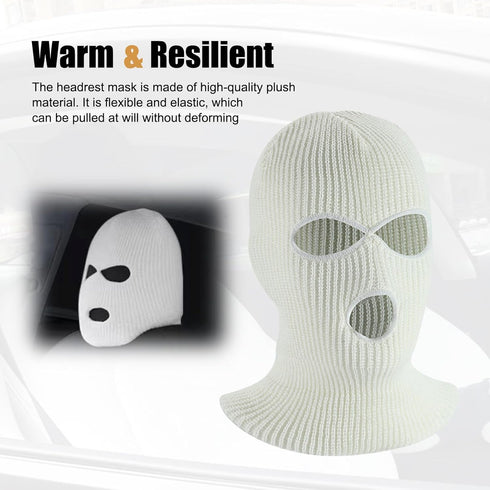 2 PCS Car Seat Headrest Cover, 15.74" x 7.87" Wool Acrylic Material Personalized Funny Full Face Mask Design Headrest Cover, Decorative Modificati...