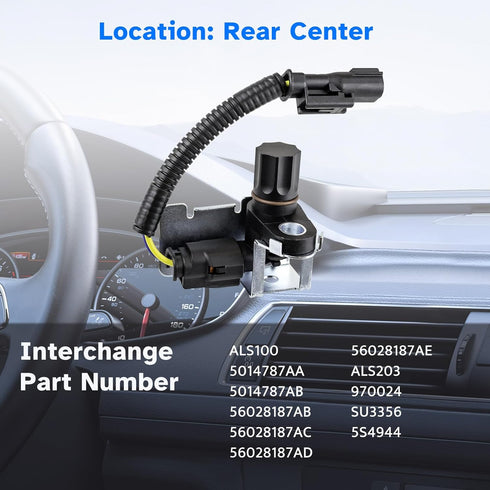 Rear Center ABS Wheel Speed Sensor fit for 1999 2000 2001 2002 2003 2004 Dodge Dakota, Durango, 1999-2005 Dodge Ram 1500 2500 3500 Truck Van Picku...