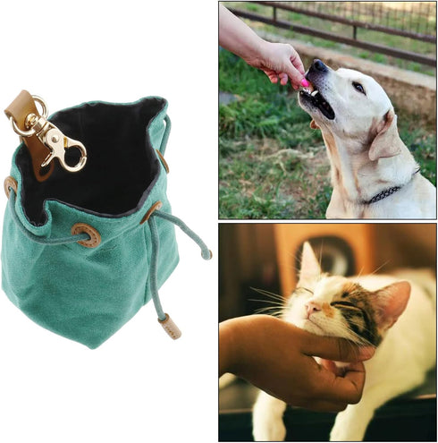 Create idea Dog Treat Pouch Cleanable Dog Treat Training Bag with Clip and Drawstring Pet Snack Bag Food Storage for Dog Training Outdoor Activiti...