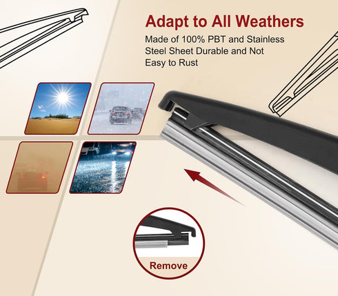 OTUAYAUTO Replacement for JEEP Renegade 2015-2021, Rear Windshield Wiper Blades - Factory OEM Style: 68256590AA...