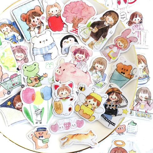 Alideco 160Pcs Cute Journal Stickers Kawaii Girls People Bulk Scrapbooking Stickers for journaling DIY Crafts Embelishment Decoration Diary Sticke...