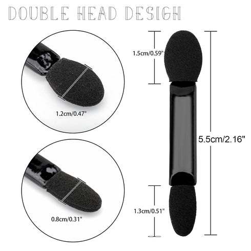 50pcs Eyeshadow Applicators Dual Head, Black Eye Shadow Brushes, Sponge Eyeshadow Applicator Double Side, 2.16" Professional Disposable Eye Shadow...