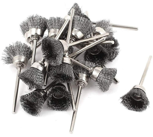 10Pcs 3/5" Dia Stainless Steel Cup Shape Wire Brushes with 1.8" Shank, Polishing Brush for Rotary Tools...