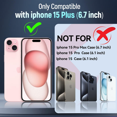 Case for iPhone 15 Plus Phone Case iPhone 15 Plus Case with Kickstand Ring Holder, with Camera Cover, with Magnetic Car Mount Function, for iPhone...