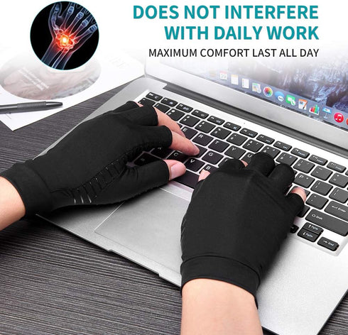 Copper Arthritis Gloves for Women Men, Fingerless Breathable & Moisture Wicking Arthritis Compression Gloves for Computer Typing and Dailywork of ...