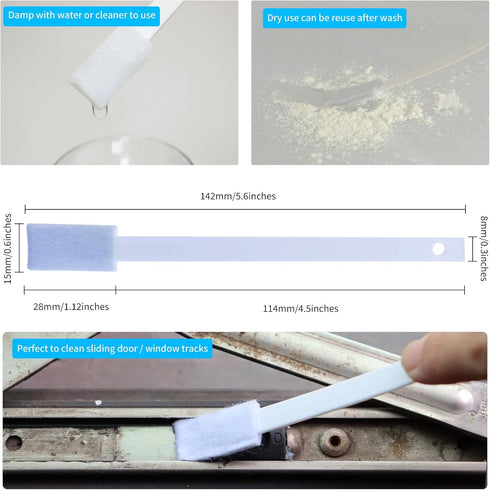 Disposable Detail Cleaning Brush for Tight Spaces, Detail Gap Crevice Cleaning Tool Set, Toilet Bowl Corner Hinge Scrubber, Stick Cleaner for Wind...