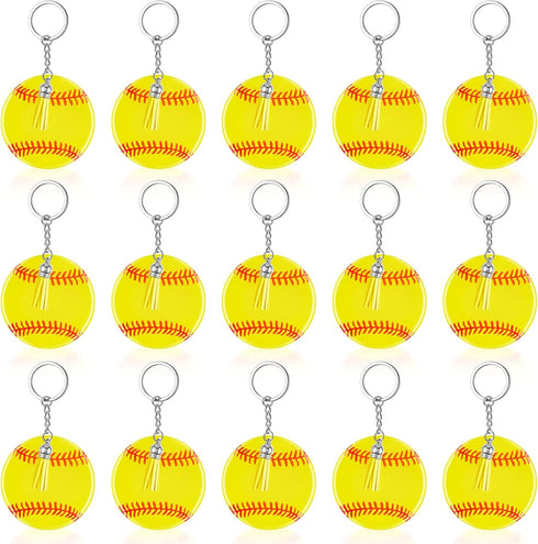 Taiyin 20 Pcs Softball Baseball Acrylic Keychain Blanks Acrylic Keychain with Tassel,Softball Party Gifts for Team(Softball)...