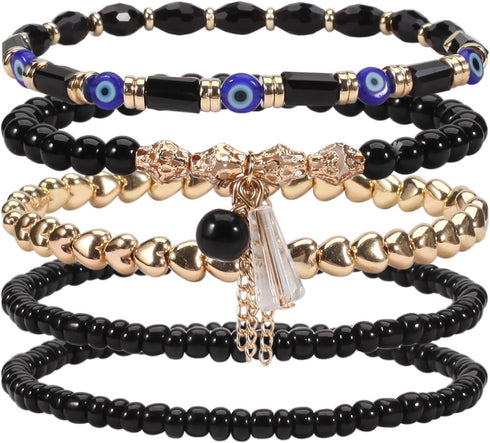 Twinfree 30Pcs Anklet Bracelets for Women Handmade Beads Anklets Bohemian Beach Beads Ankle Bracelets Set for Girls...