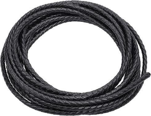 Lystaii 5.5 Yards Genuine Leather Cord 4mm Round Braided Bolo Leather Cord Brown Leather Strip Braiding Antique Leather Strap 5m Long for Bracelet...