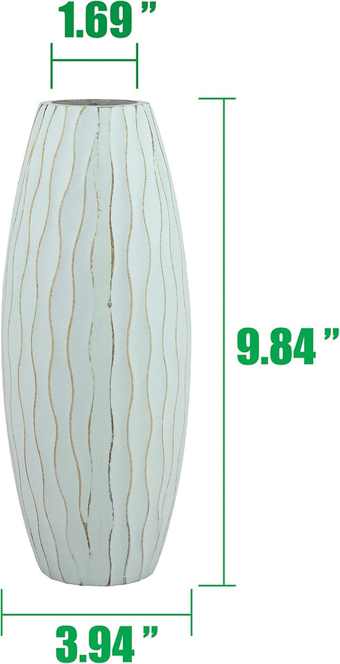 Stonebriar Vintage Textured Pale Ocean Blue Tall Wooden Vase...