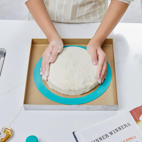 Round Silicone Baking Mats, 8 & 9 Inches for Cake/Tortilla/Pie/Pizza/Dough/Pastry, Food Grade Non-Stick Reusable...