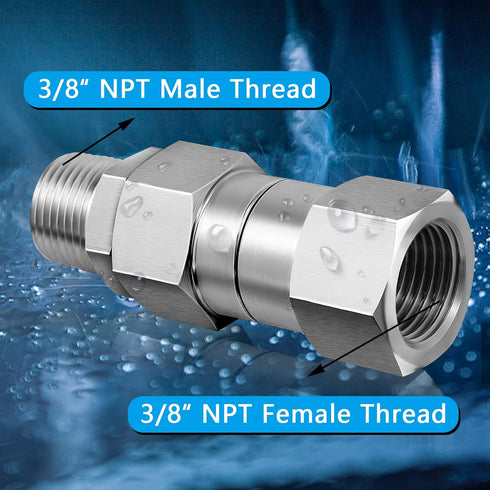 Boltigen Pressure Washer Swivel, 3/8 NPT Thread Pressure Washer Stainless Steel Swivel Joint Fittings, 360°Degree Kink Free Connector, 5000 PSI...